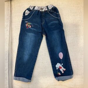 Girls Jeans with flower design Size 100/2T